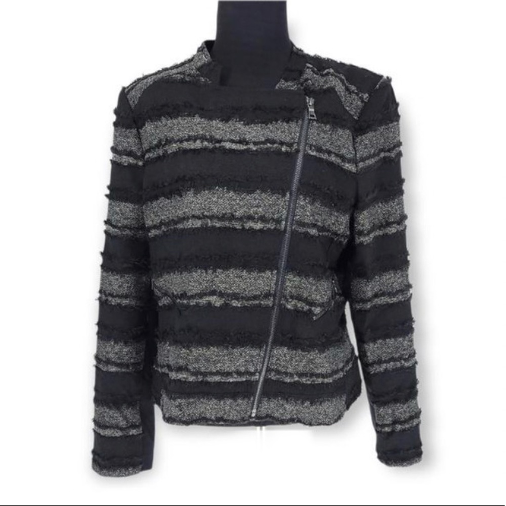 BCBGMaxAzria Black and Gray Striped Blazer